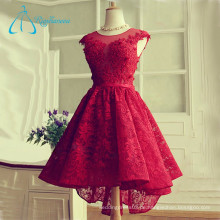 Nacken Hals Appliques Perlen Schärpe Red Lace Prom Dress